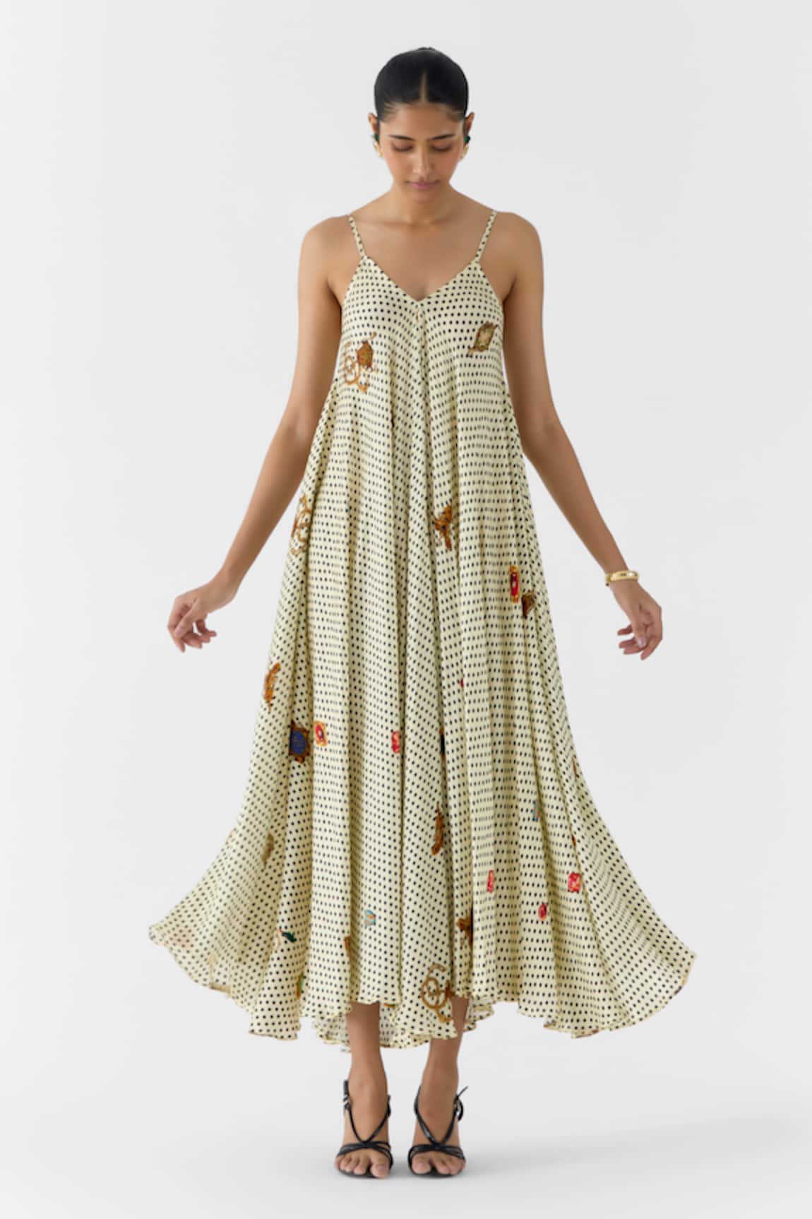 Studio Rigu Pearl Polka Dot Strappy Dress