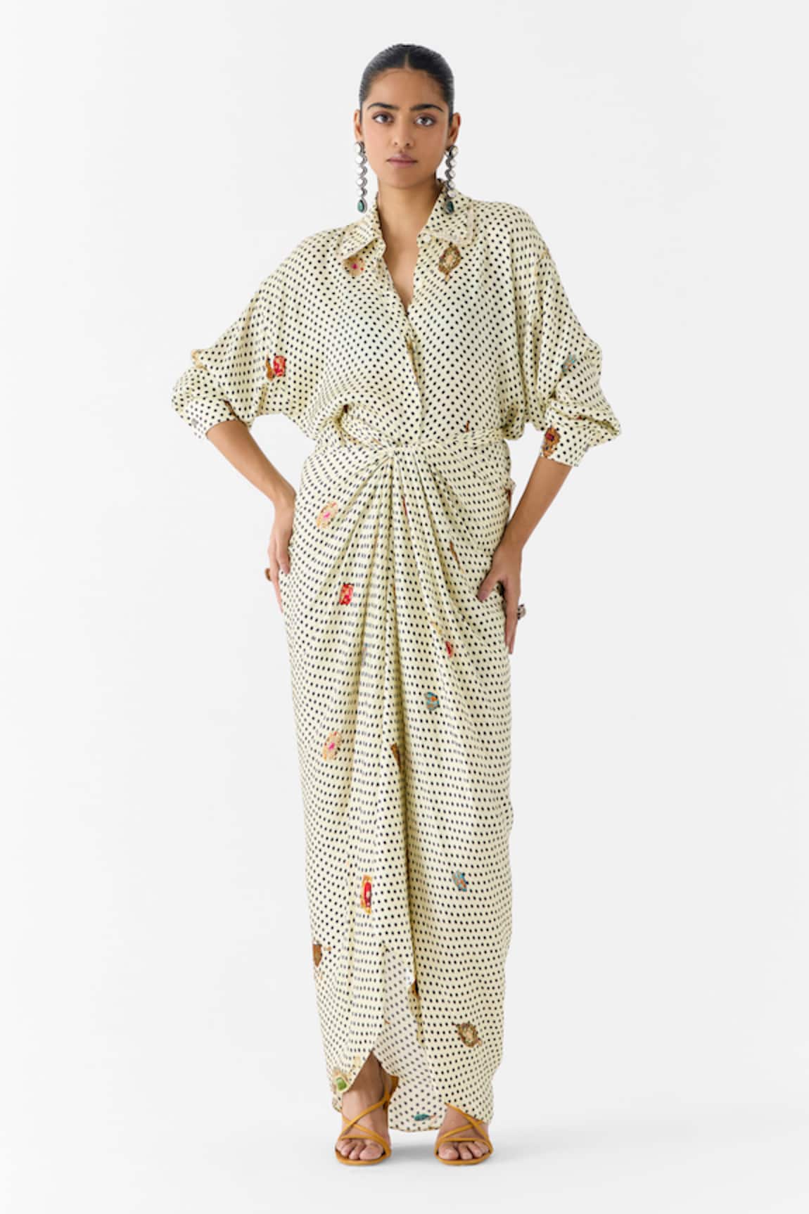 Studio Rigu Pearl Polka Dot Shirt Dress