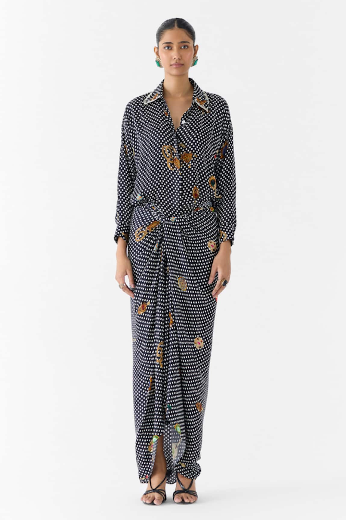 Studio Rigu Onyx Polka Dot Shirt Dress