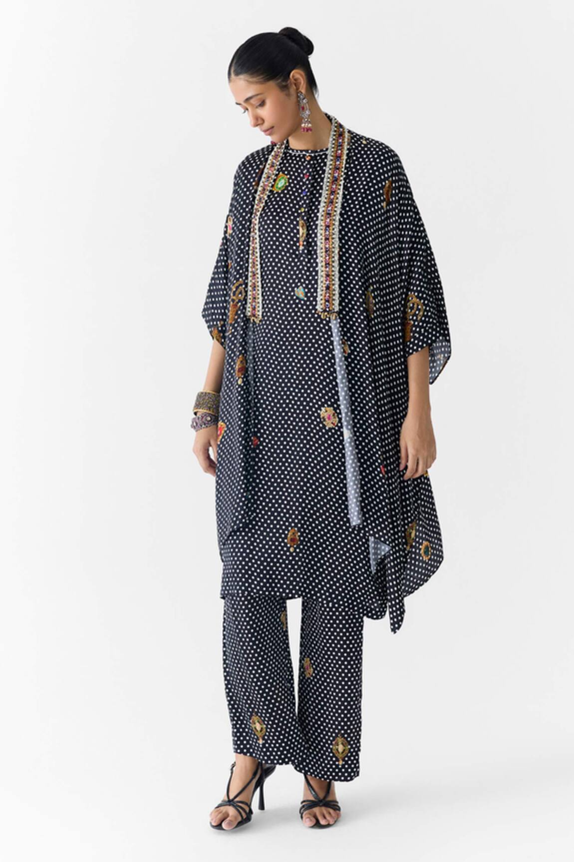 Studio Rigu Onyx Polka Dot Straight Kurta & Pant Set