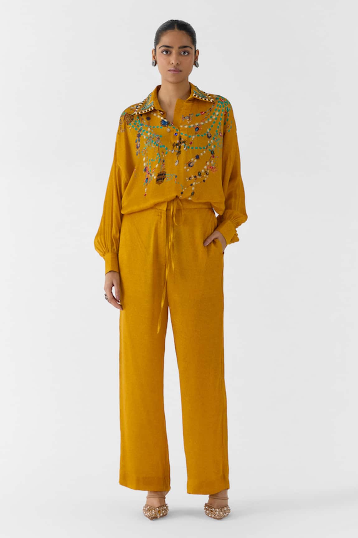 Studio Rigu Mustard Maharani Shirt & Pant Set