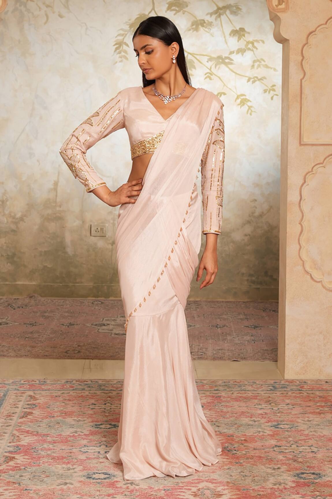 Libas Cafe by Nidhi & Ashish Draped Saree & Embroidered Blouse 