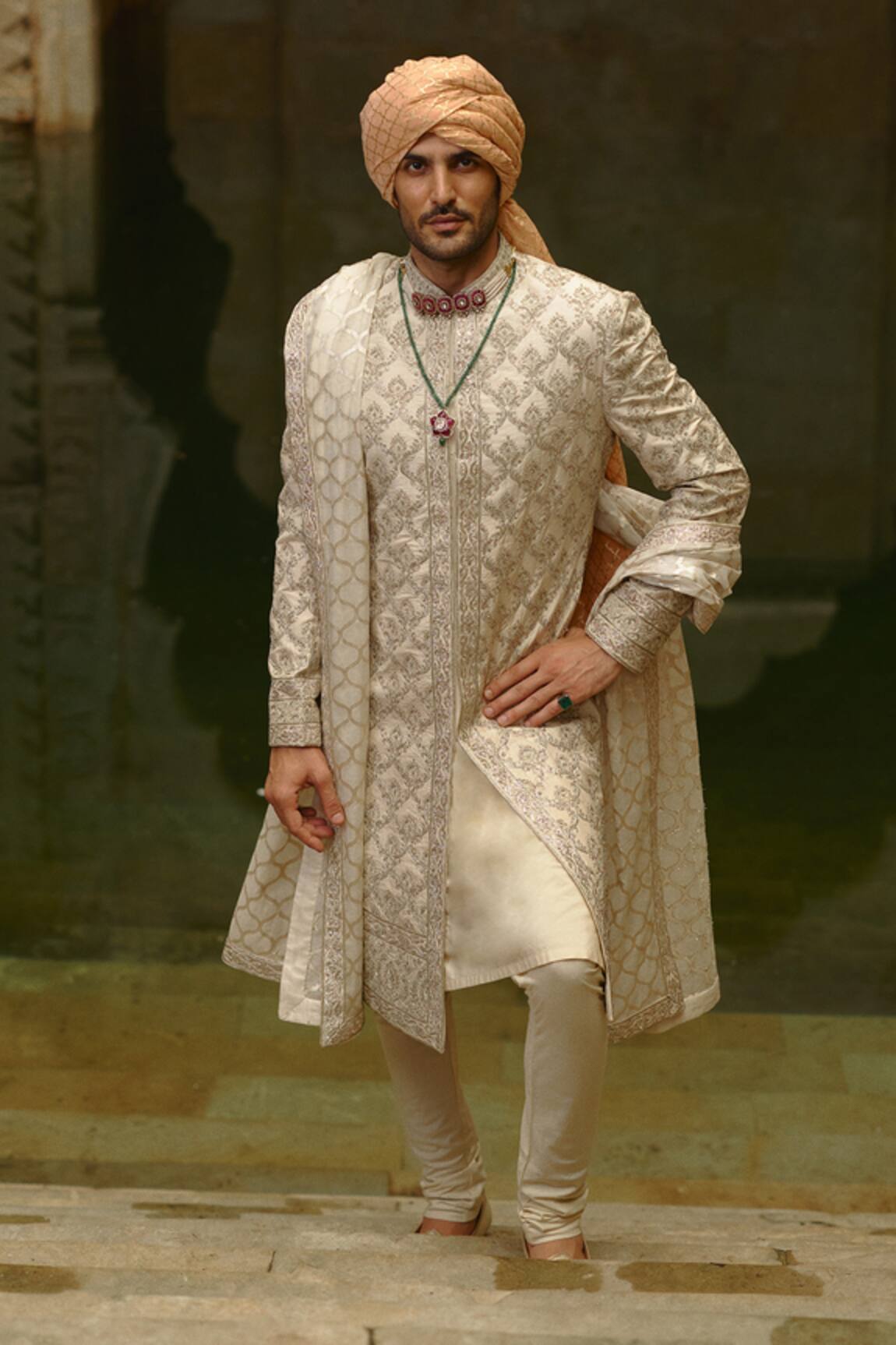 Nitika Gujral Jaal Embroidered Sherwani Set 