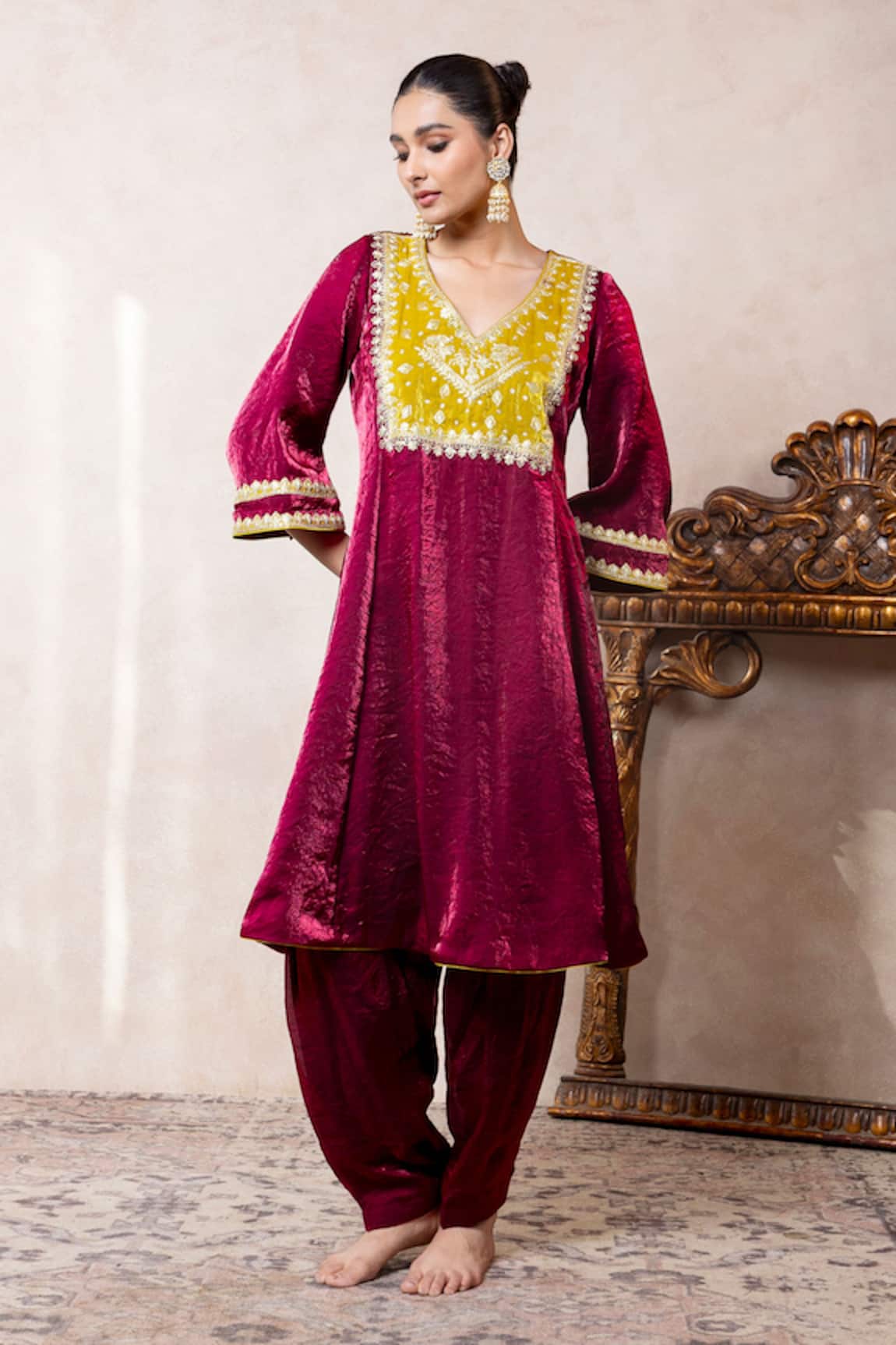 Libas Cafe by Nidhi & Ashish Embroidered Choga Kurta & Salwar Set 