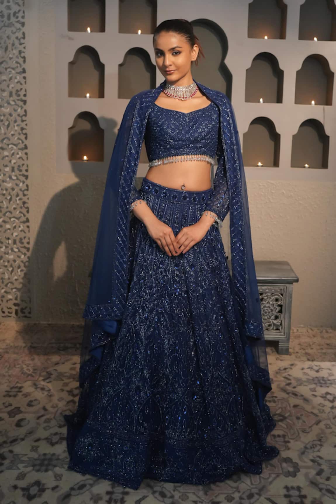 Libas Cafe by Nidhi & Ashish Hand Embroidered Lehenga Set 