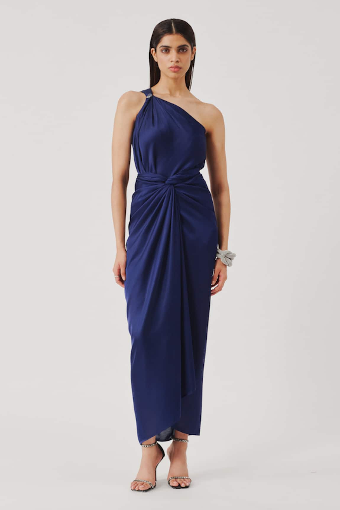 Aroka Navy Blue Deep Water Drape Sarong Dress 