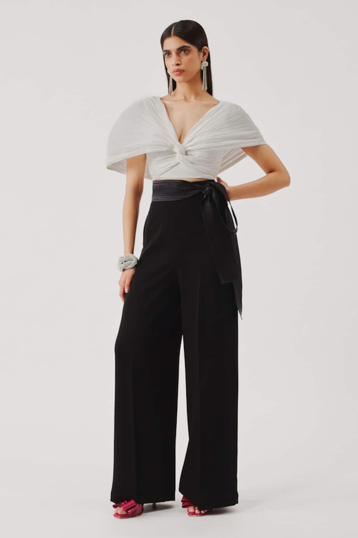 Aroka Eden White Pleated Crop Top 