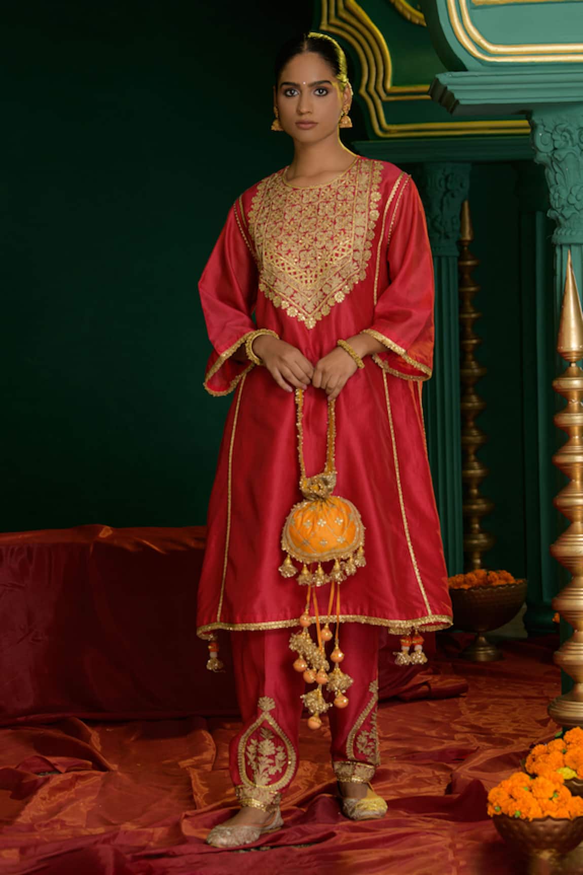 Saina Kapoor Anura Embroidered Choga Kurta & Salwar Set 