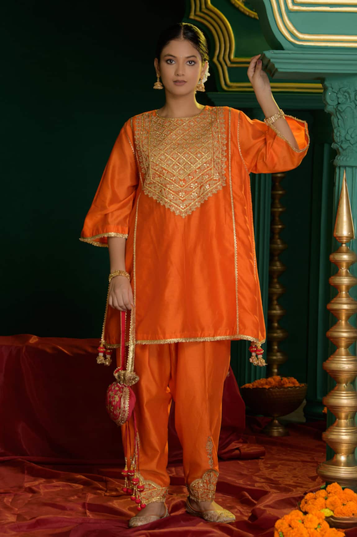 Saina Kapoor Anahita Embroidered Yoke Choga Kurta & Salwar Set 