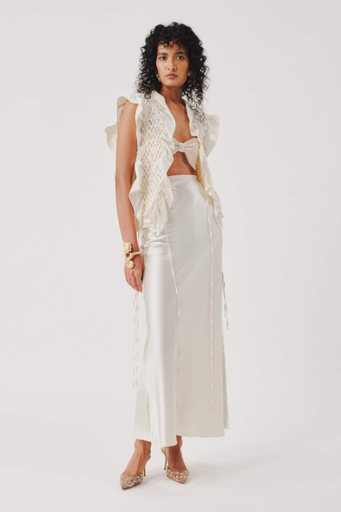 Aroka Moony Silk Bias Full Length Skirt 