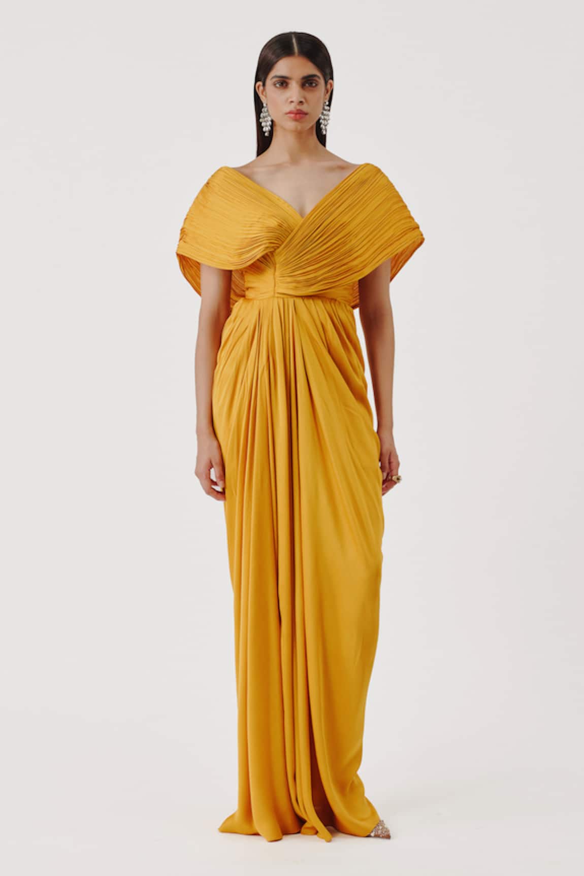 Aroka Golden Glow Criss Cross Pleated Dress 