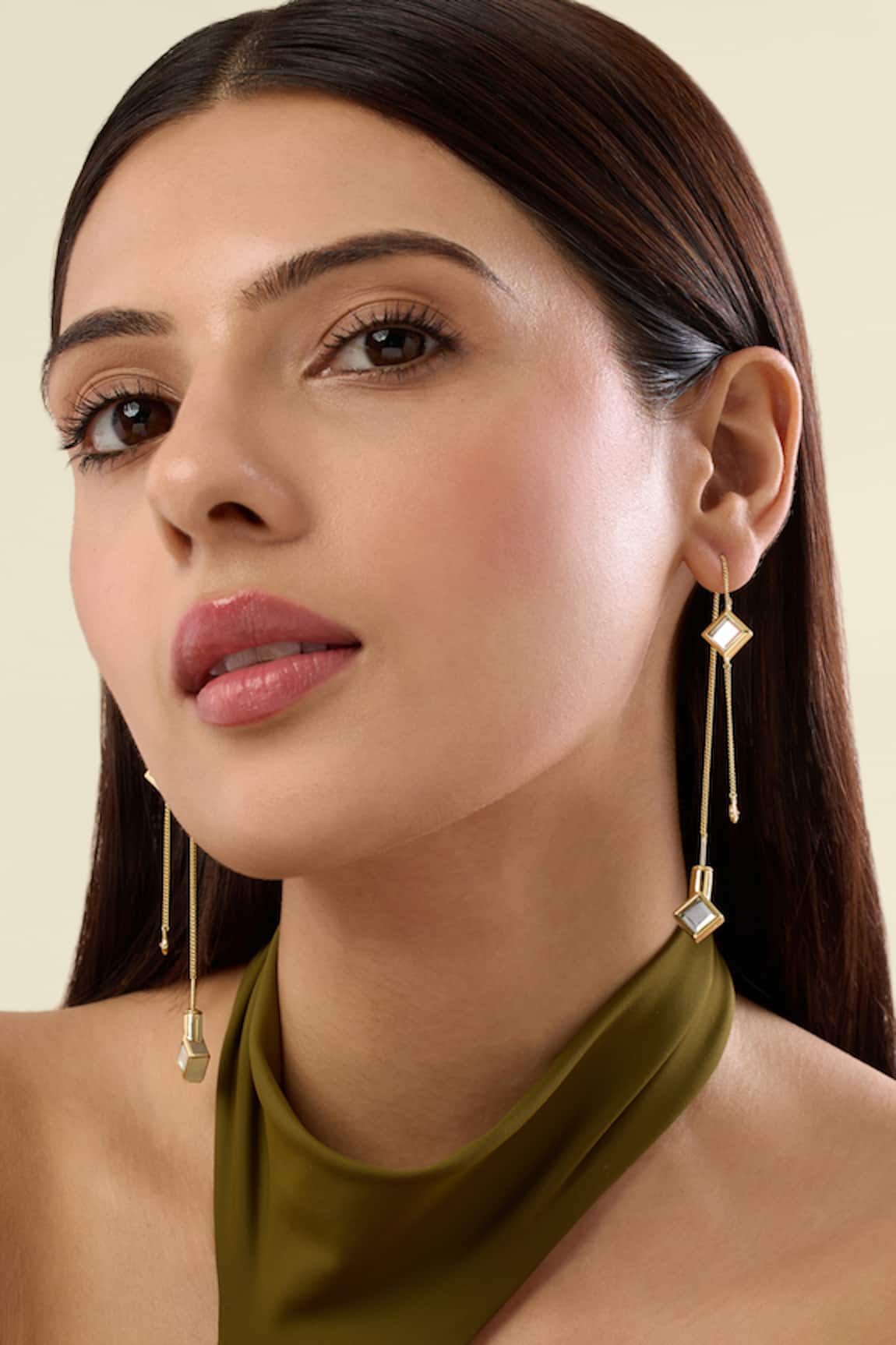 Isharya Ayaana Diamond Mirror Needle Thread Earrings 