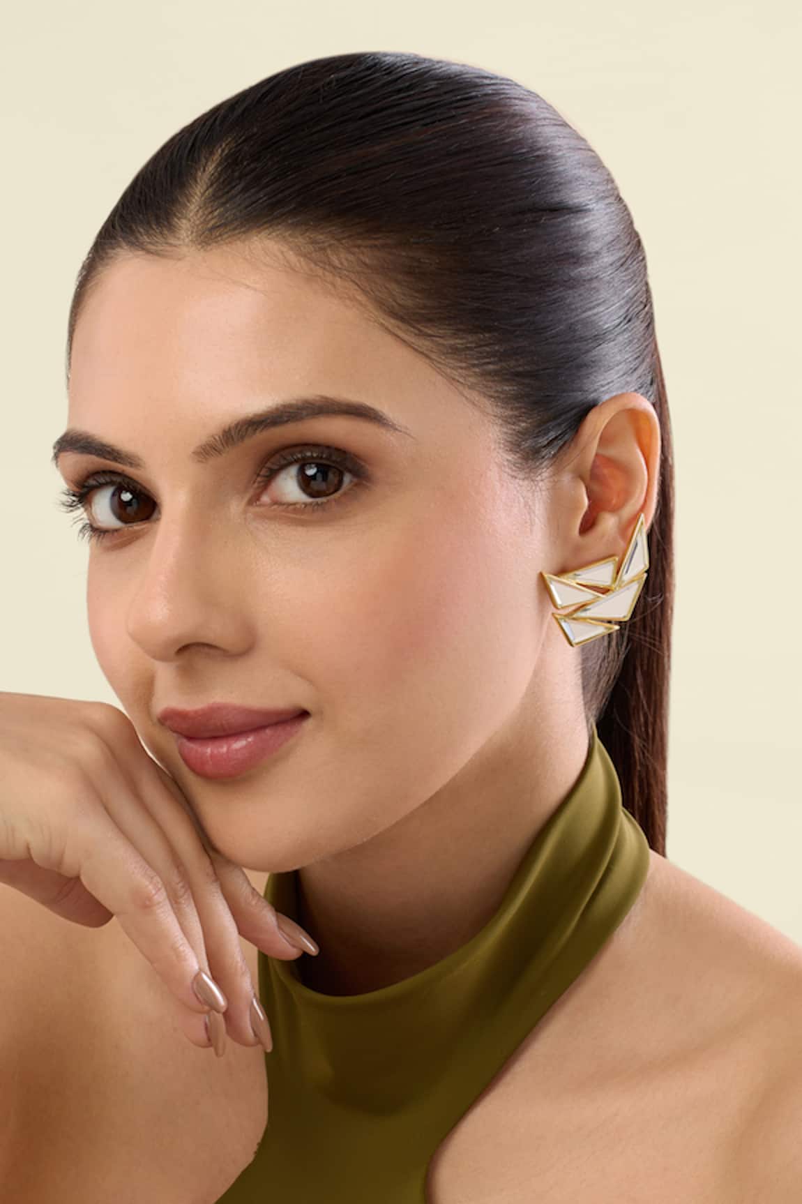 Isharya Demi Goddess Mirror Cluster Stud Earrings 