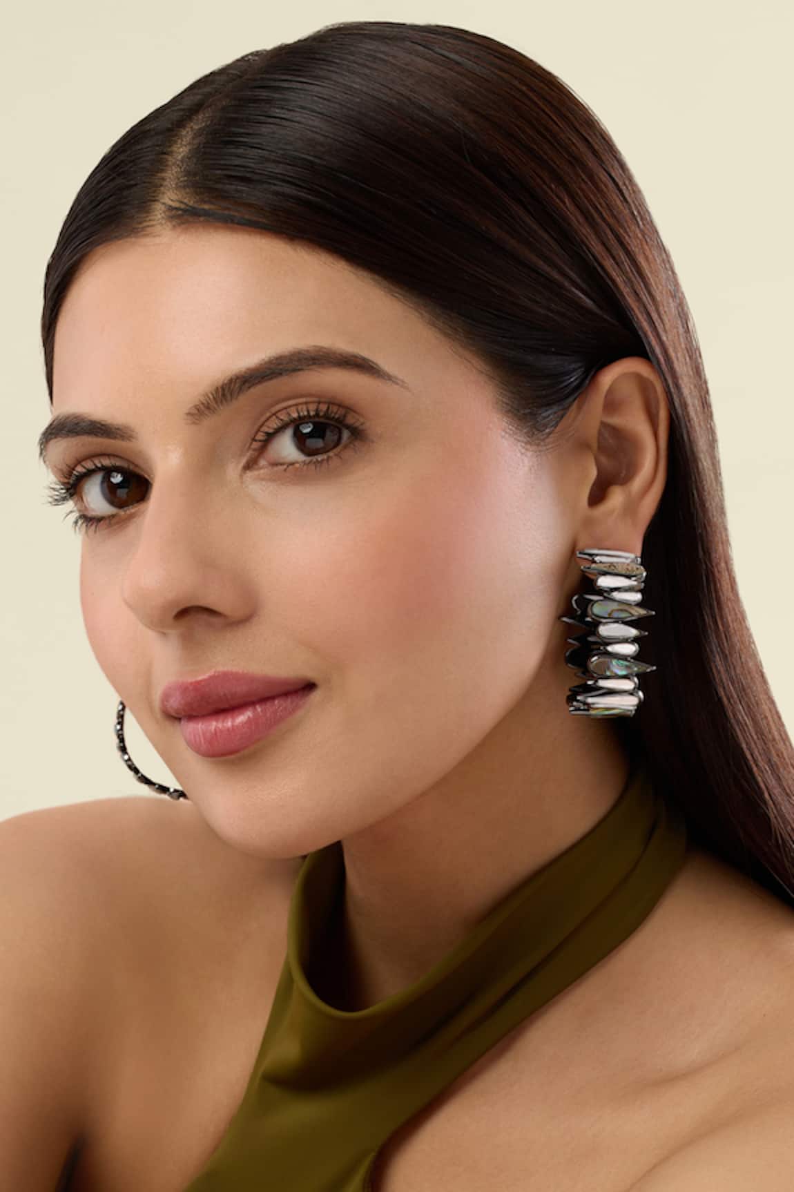 Isharya Demi Goddess Drop Mirror & Abalone Earrings 
