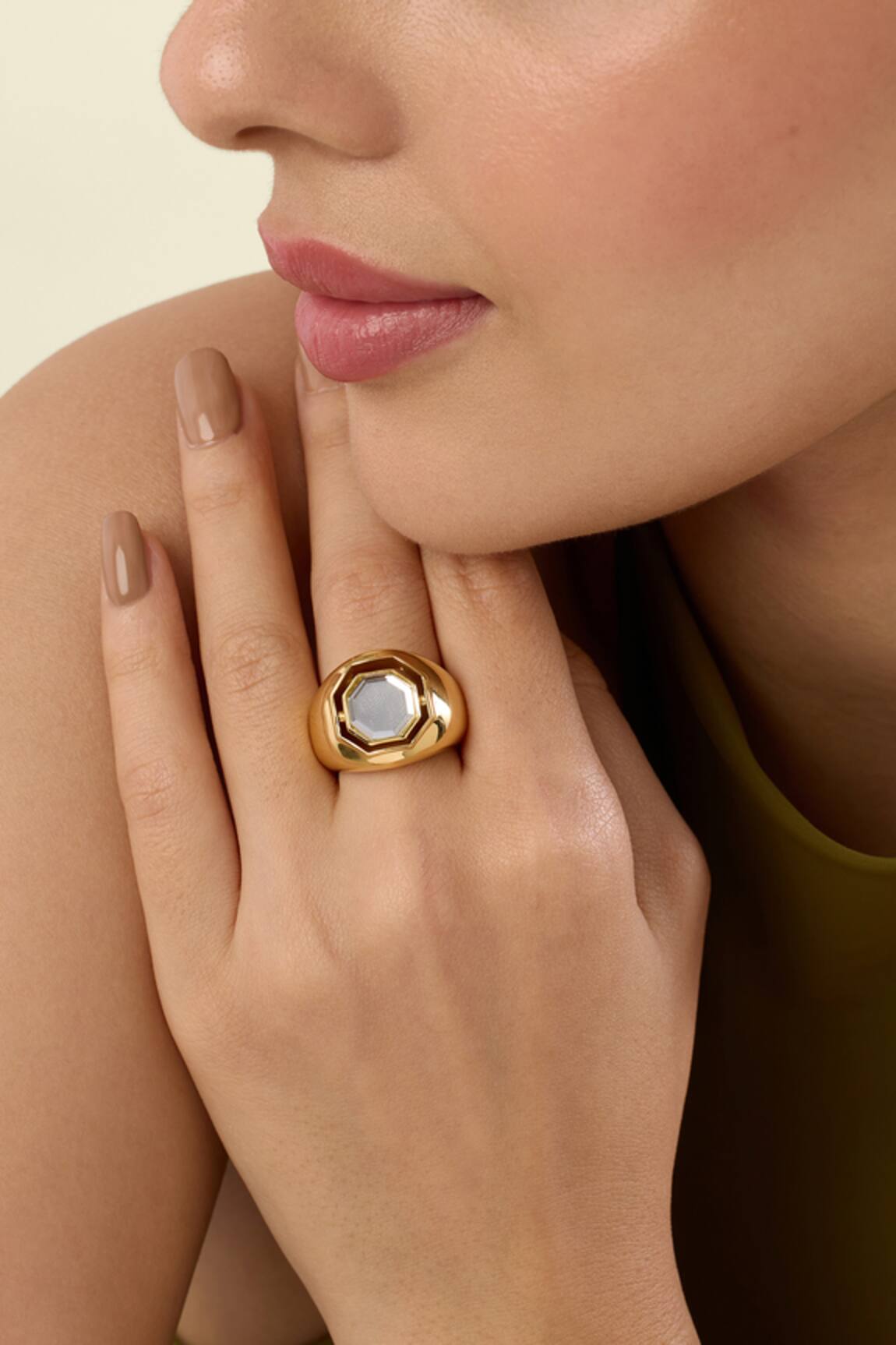 Isharya Mirrors On The Move Hexagonal Solo Ring 