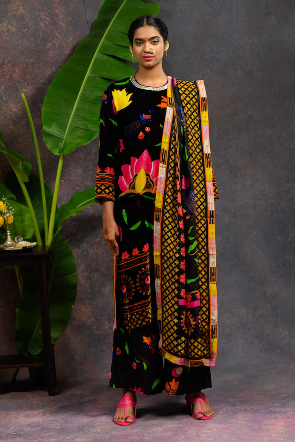 Prachi Kamat Rajlaxmi Silk Velvet Printed Kurta Set 