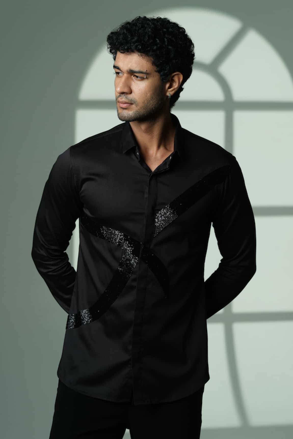 Sanjana Reddy Designs Cutdana Embroidered Shirt