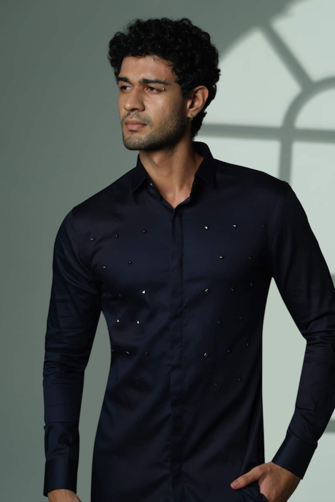 Sanjana Reddy Designs Polka Pyramid Embroidered Shirt 