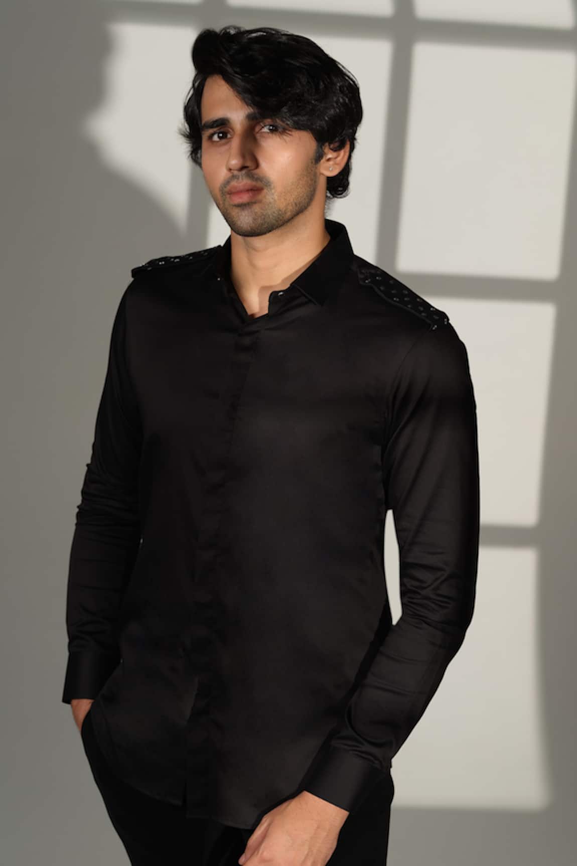 Sanjana Reddy Designs Star Placement Embroidered Shirt 