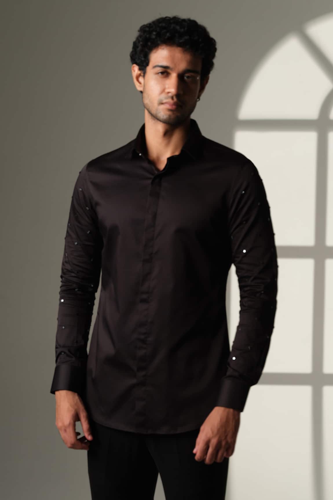 Sanjana Reddy Designs Star Placement Embroidered Shirt 