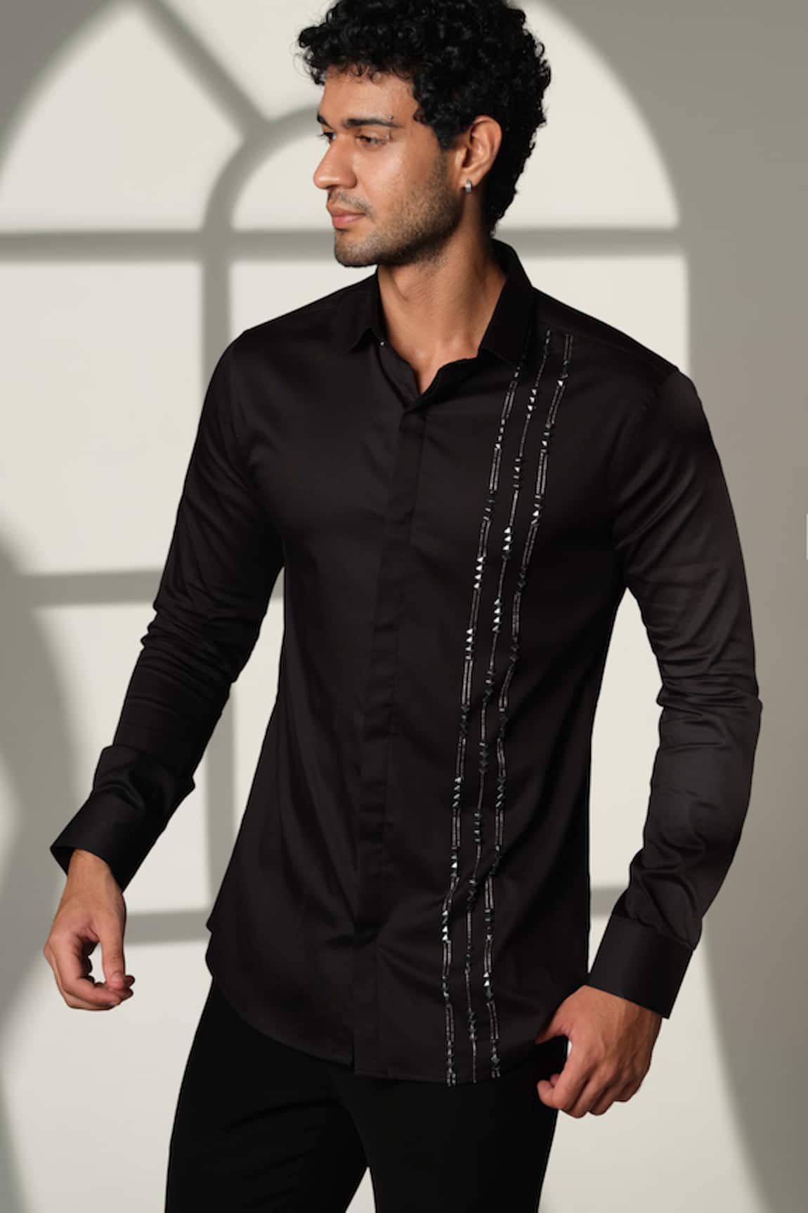 Sanjana Reddy Designs Cutdana Embroidered Shirt 