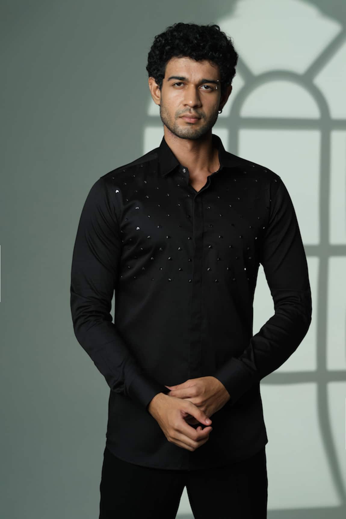 Sanjana Reddy Designs Arrow Placement Embroidered Shirt 