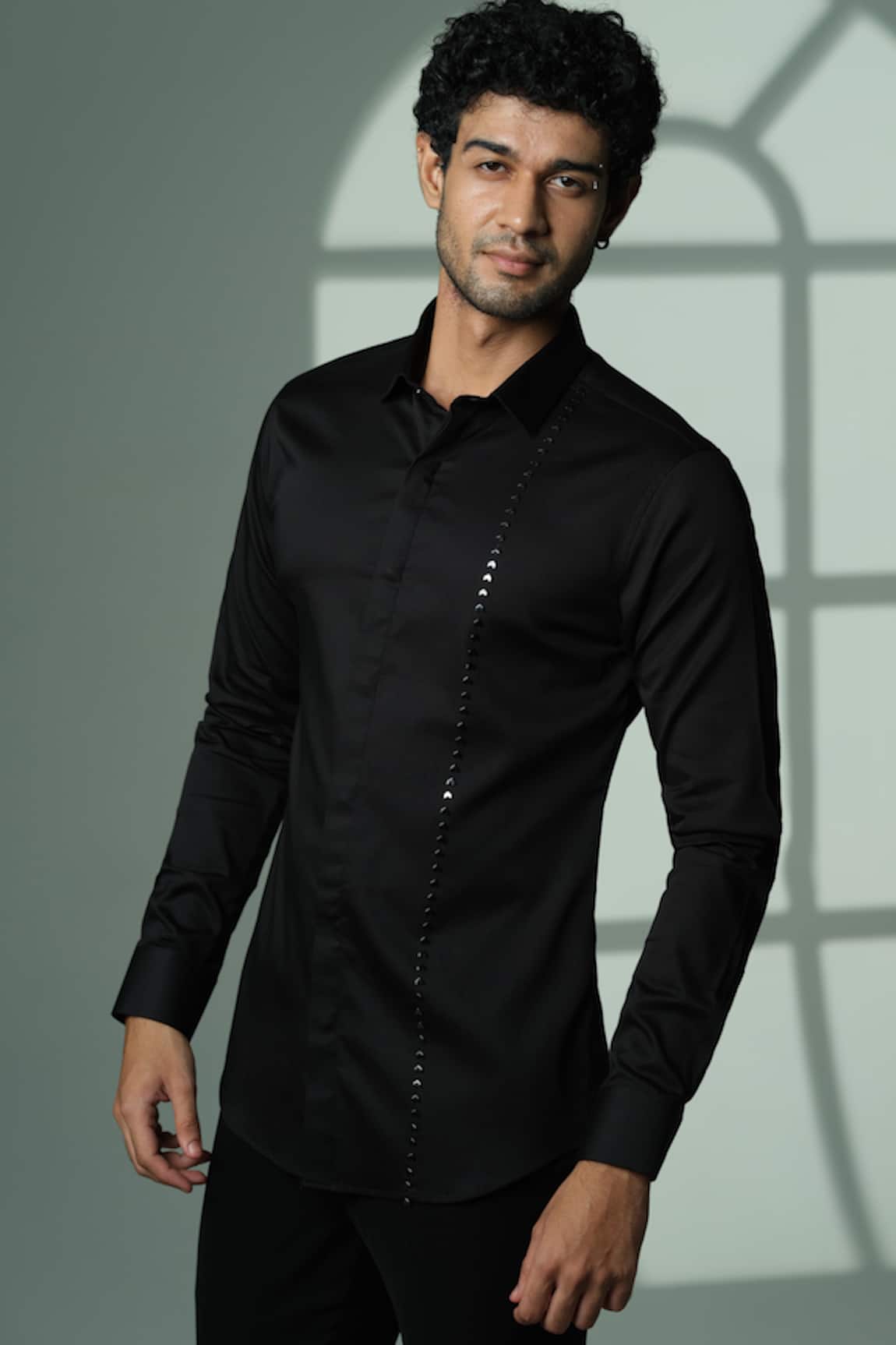 Sanjana Reddy Designs Placement Embroidered Shirt 