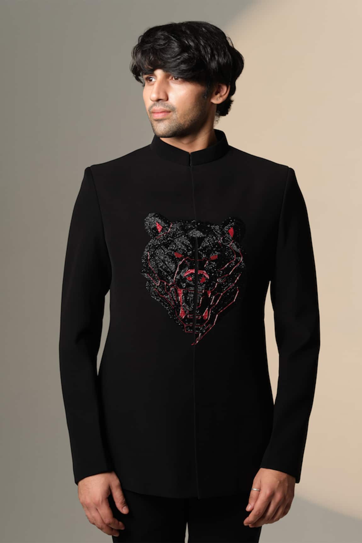 Sanjana Reddy Designs Bear Embroidered Bandhgala Set 