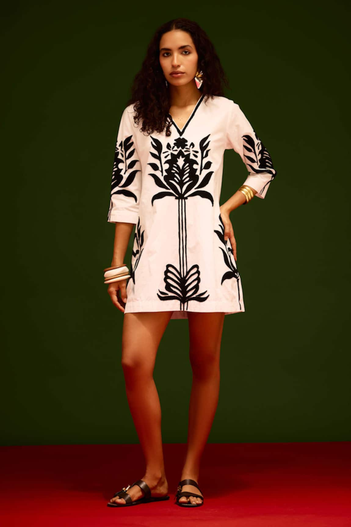 Indian Summer Story Tulip Thread Embroidered Dress 