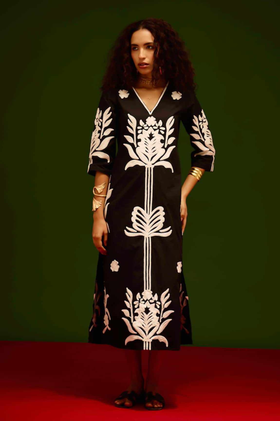 Indian Summer Story Tulip Thread Embroidered Dress 