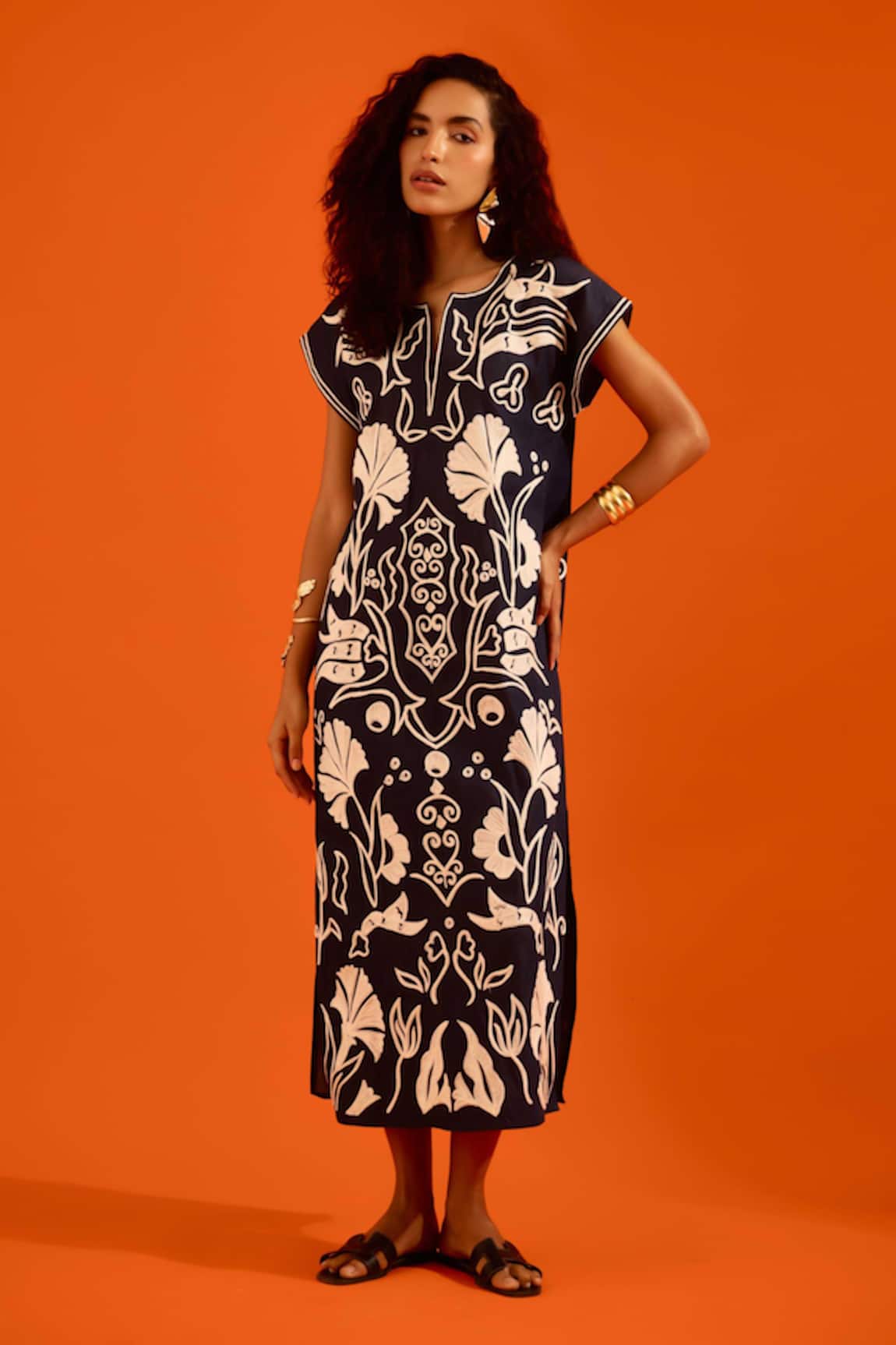 Indian Summer Story Thread Embroidered Dress 