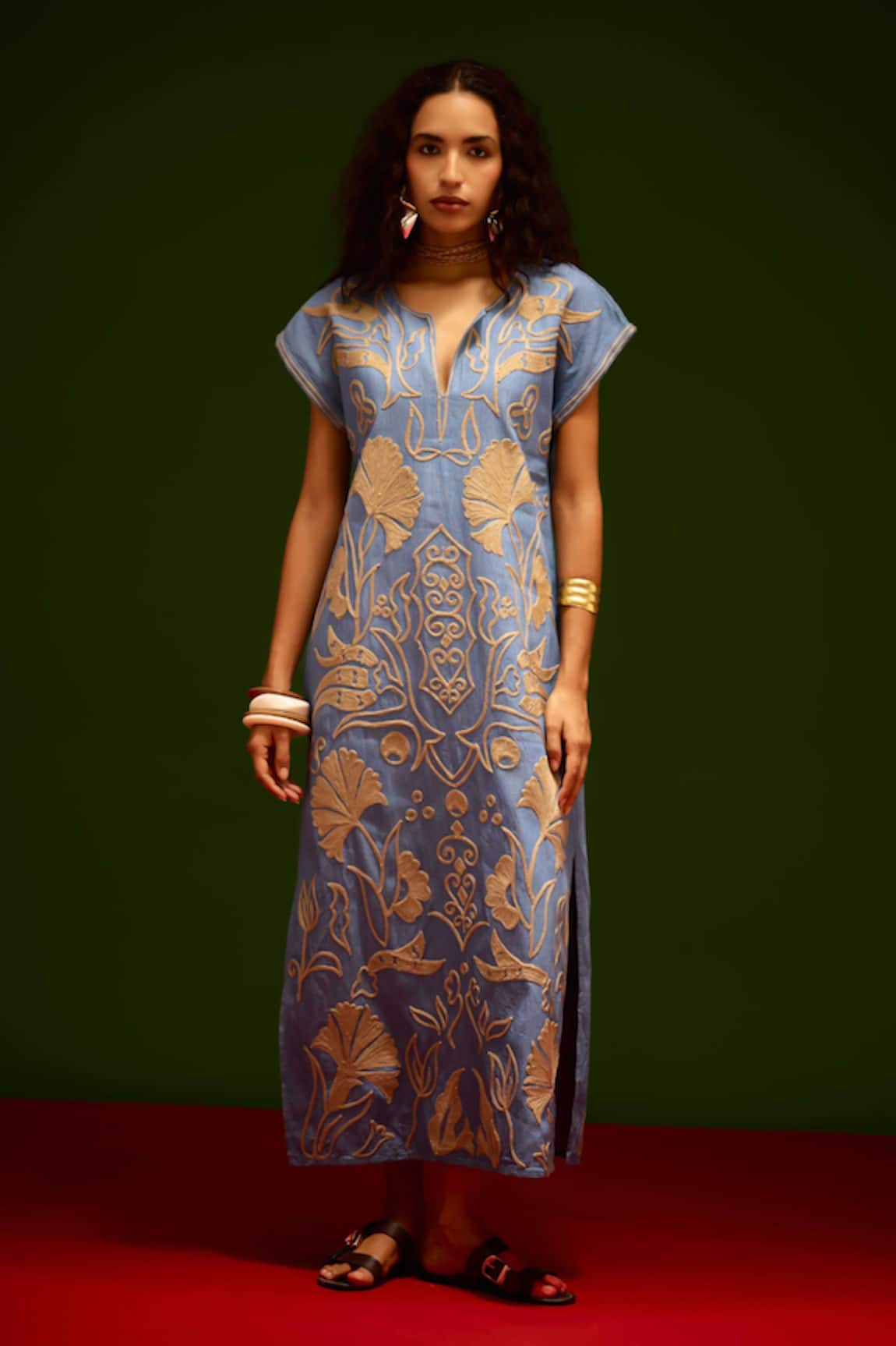 Indian Summer Story Garden Thread Embroidered Dress 