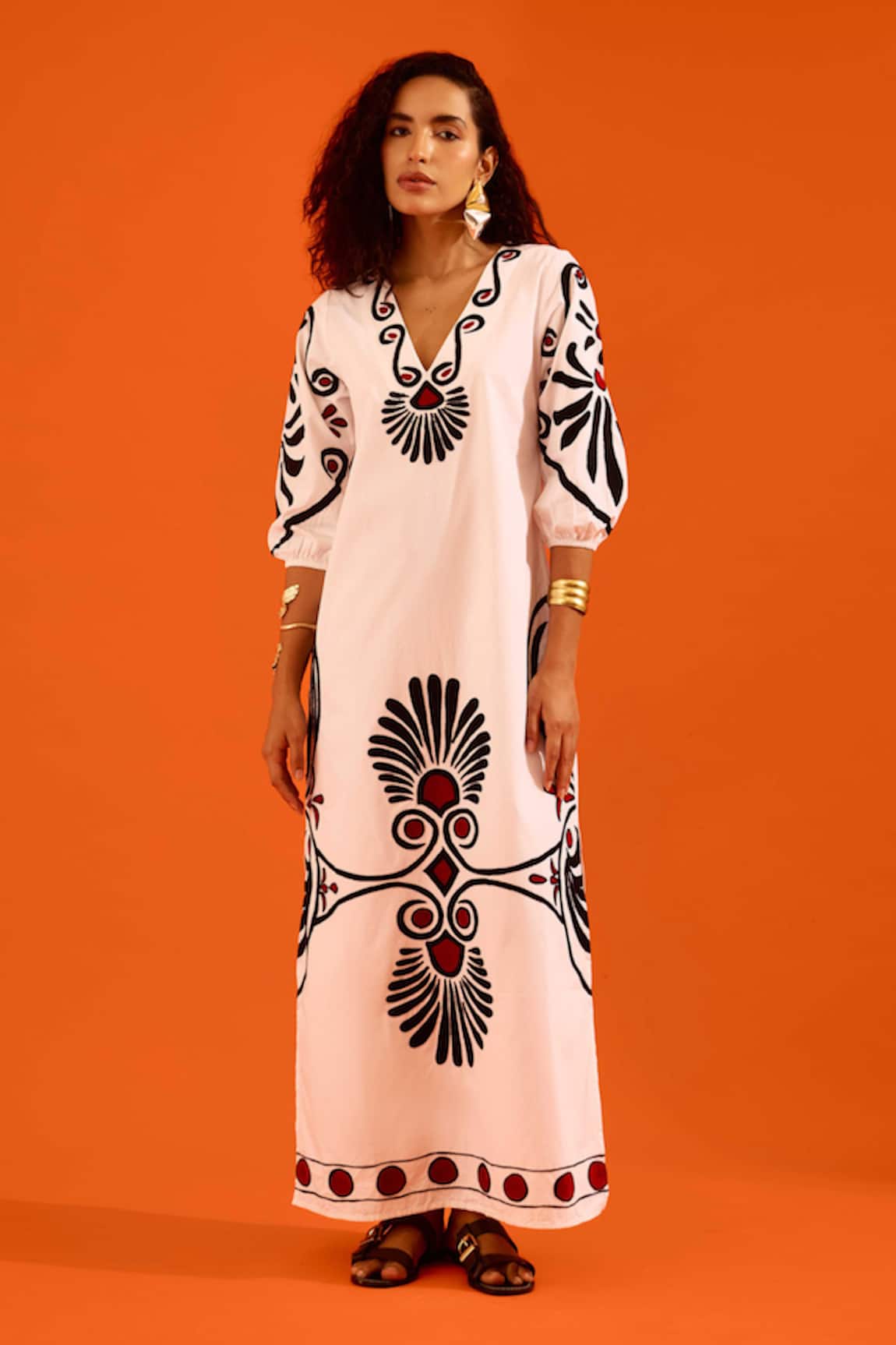 Indian Summer Story Botanical Thread Embroidered Dress 