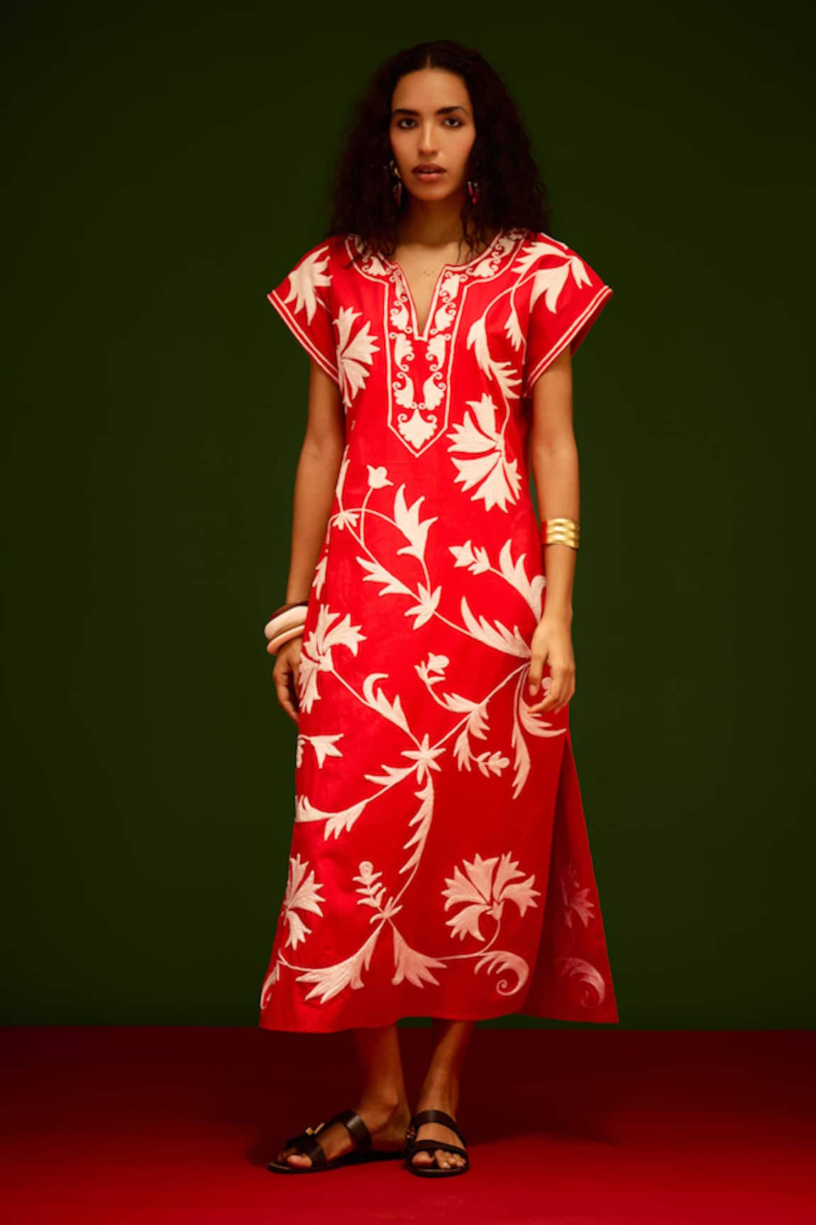 Indian Summer Story Garden Thread Embroidered Dress 