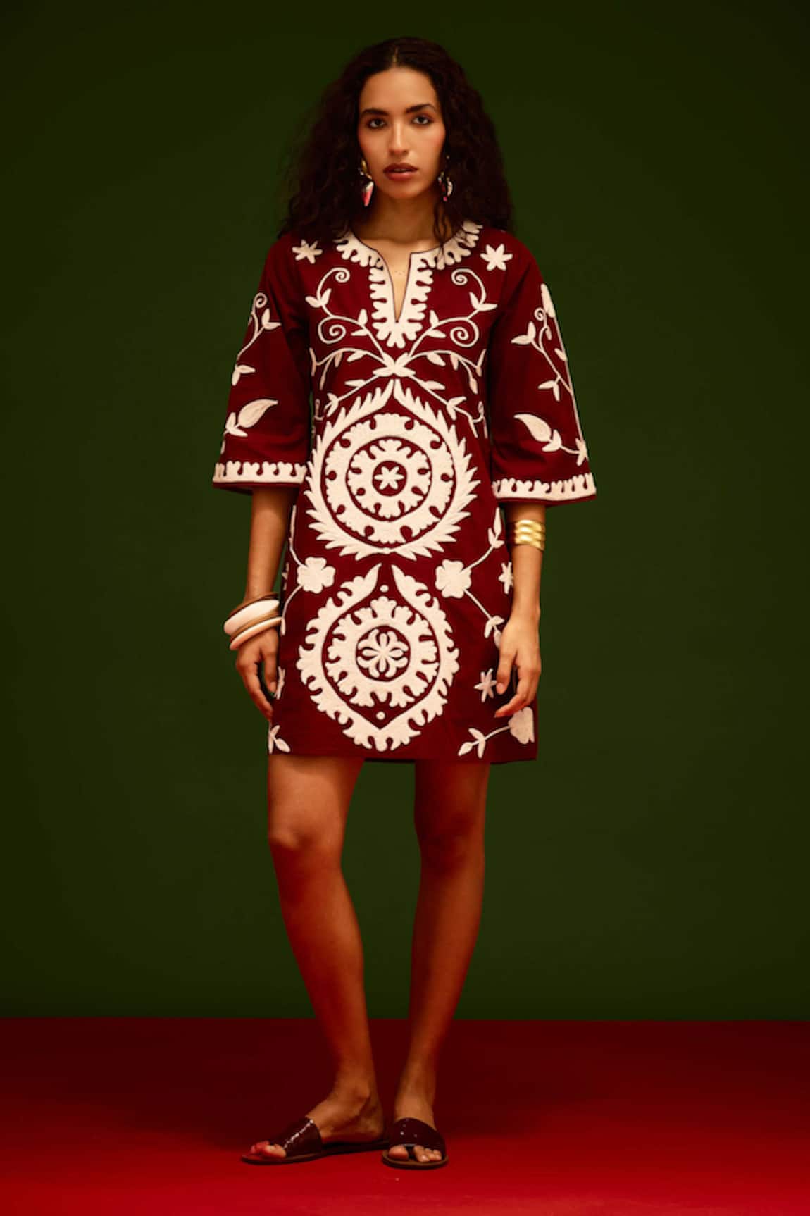 Indian Summer Story Thread Embroidered Dress 