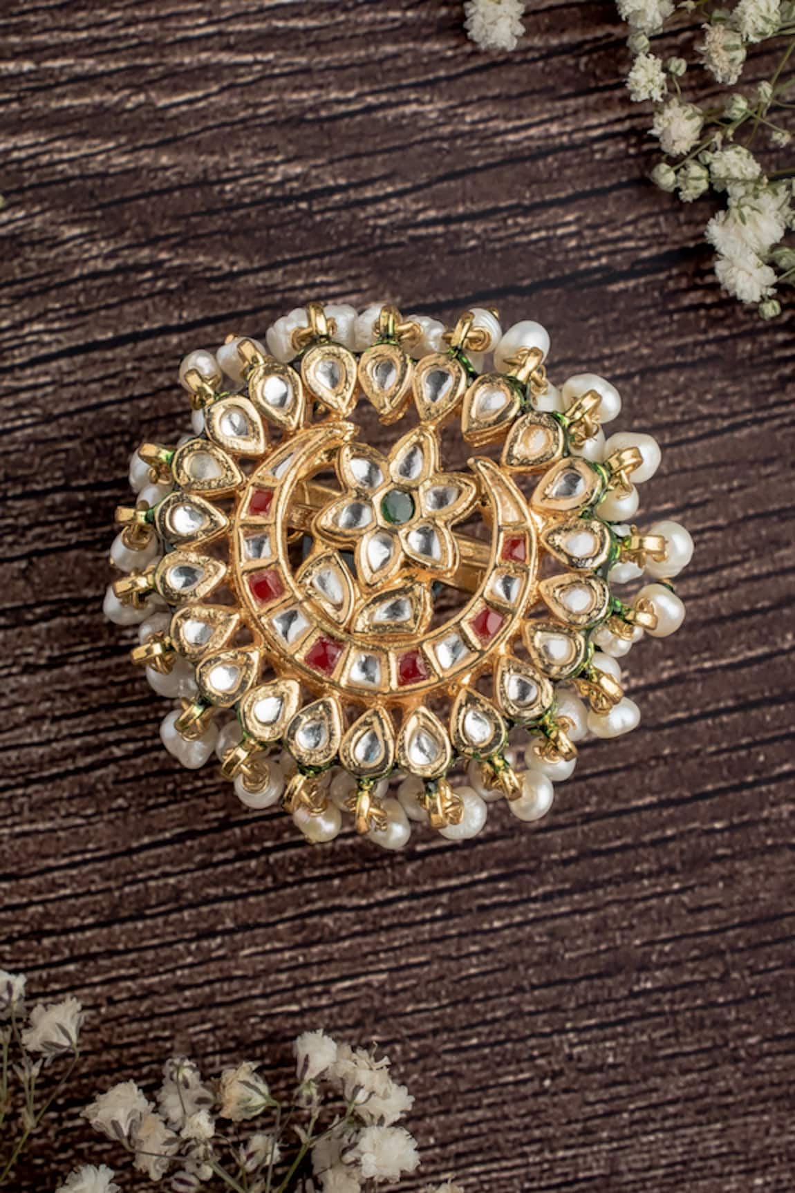Vivinia By Vidhi Mehra Saadgi Floral Embellished Ring 