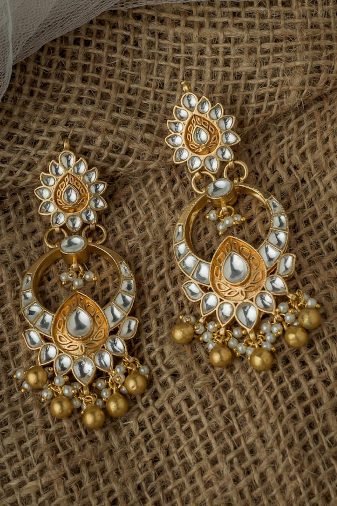 Vivinia By Vidhi Mehra Kundan Embellished Chandbali Earrings 