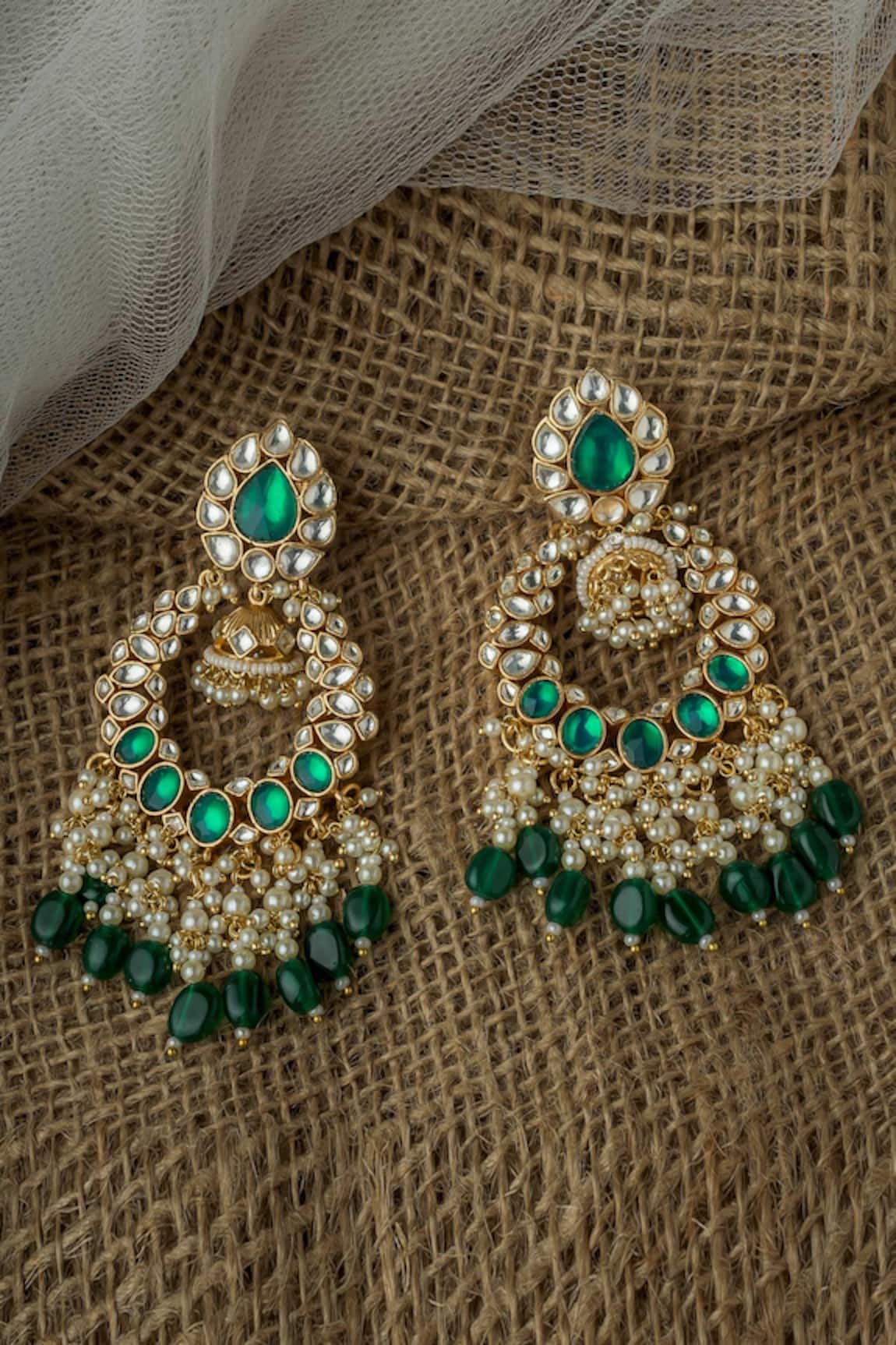 Vivinia By Vidhi Mehra Embellished Chandbali Earrings 