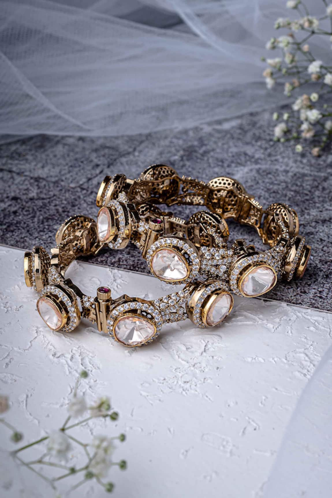 Vivinia By Vidhi Mehra Asymmetric Embellished Bangles 