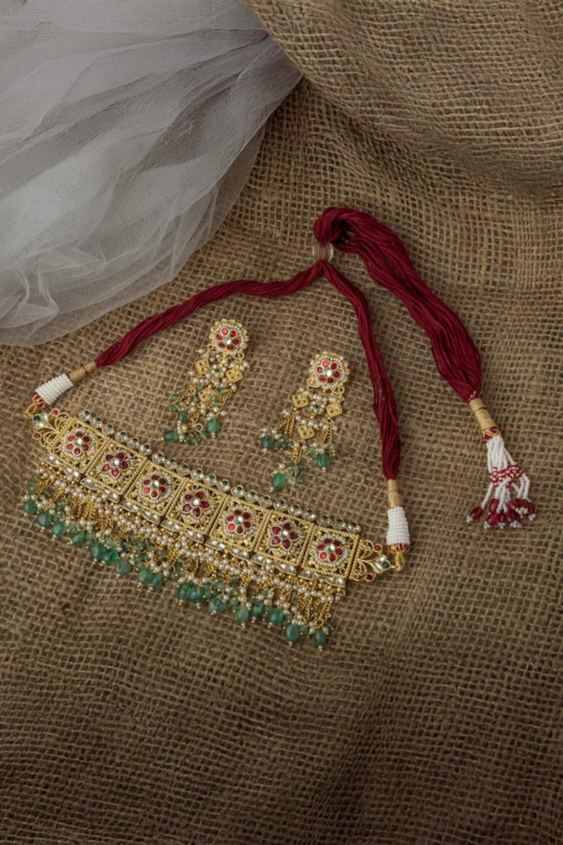 Vivinia By Vidhi Mehra Floral Embellished Choker Set 