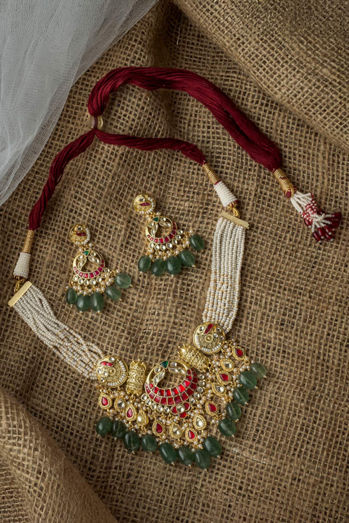 Vivinia By Vidhi Mehra Kundan Embellished Necklace Set 