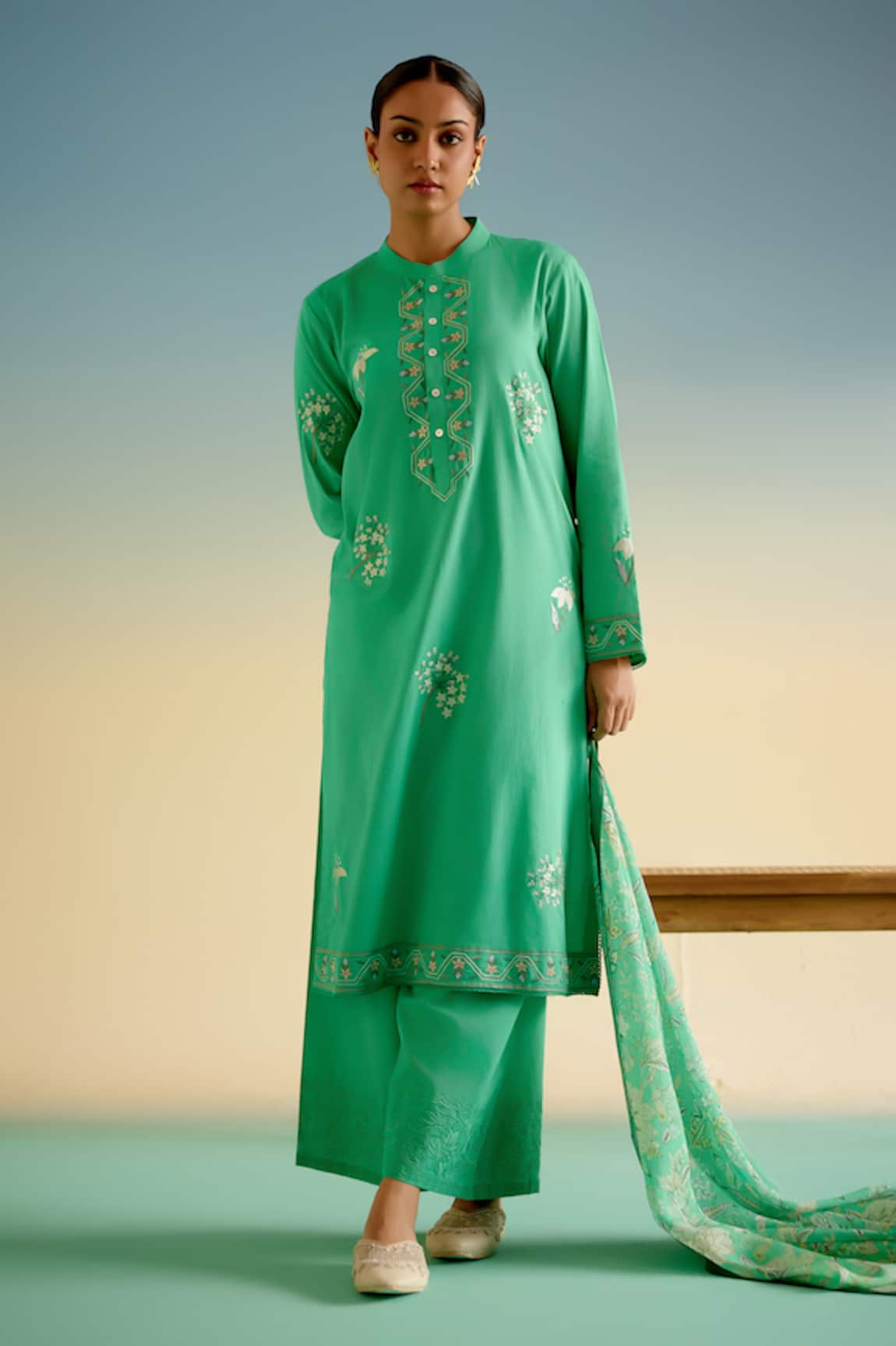Shetab Kazmi Cotton Embroidered Kurta Pant Set 