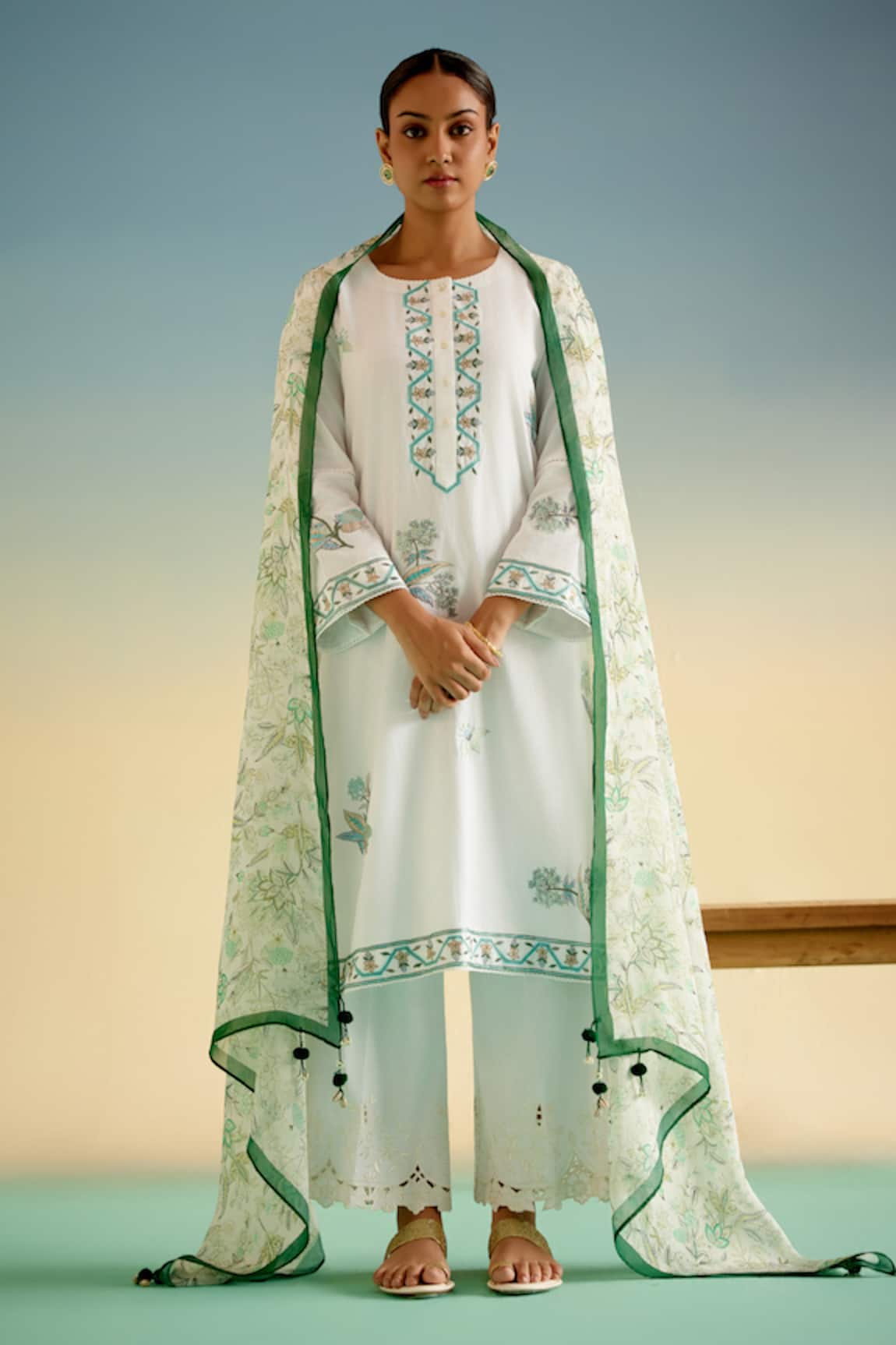 Shetab Kazmi Embroidered Kurta Pant Set 