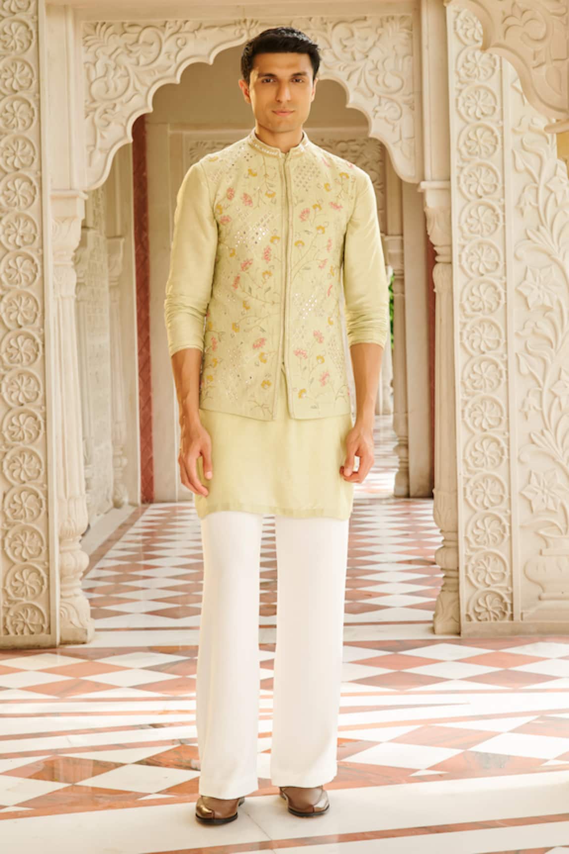 Contrast By Parth Bani Embroidered Nehru Jacket & Kurta Set 