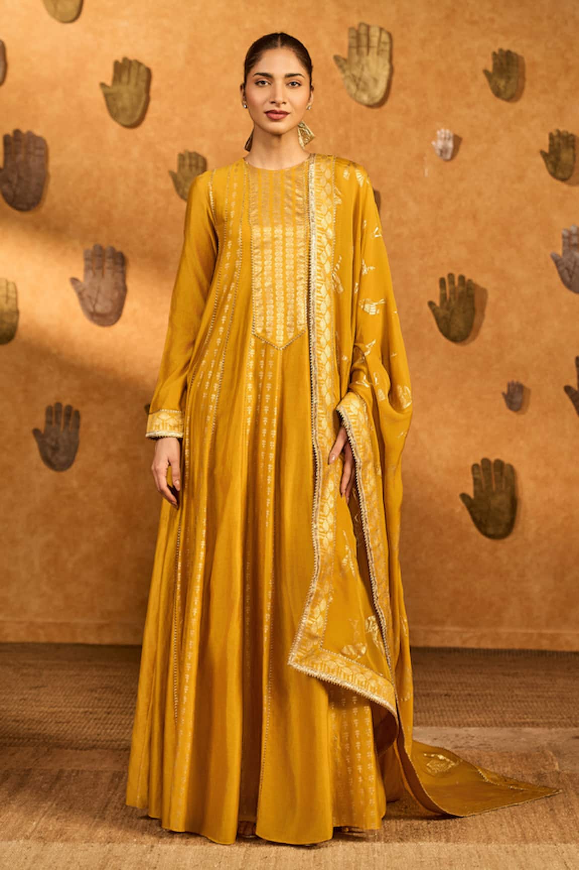 Masaba Ochre Snow Light Anarkali With Dupatta