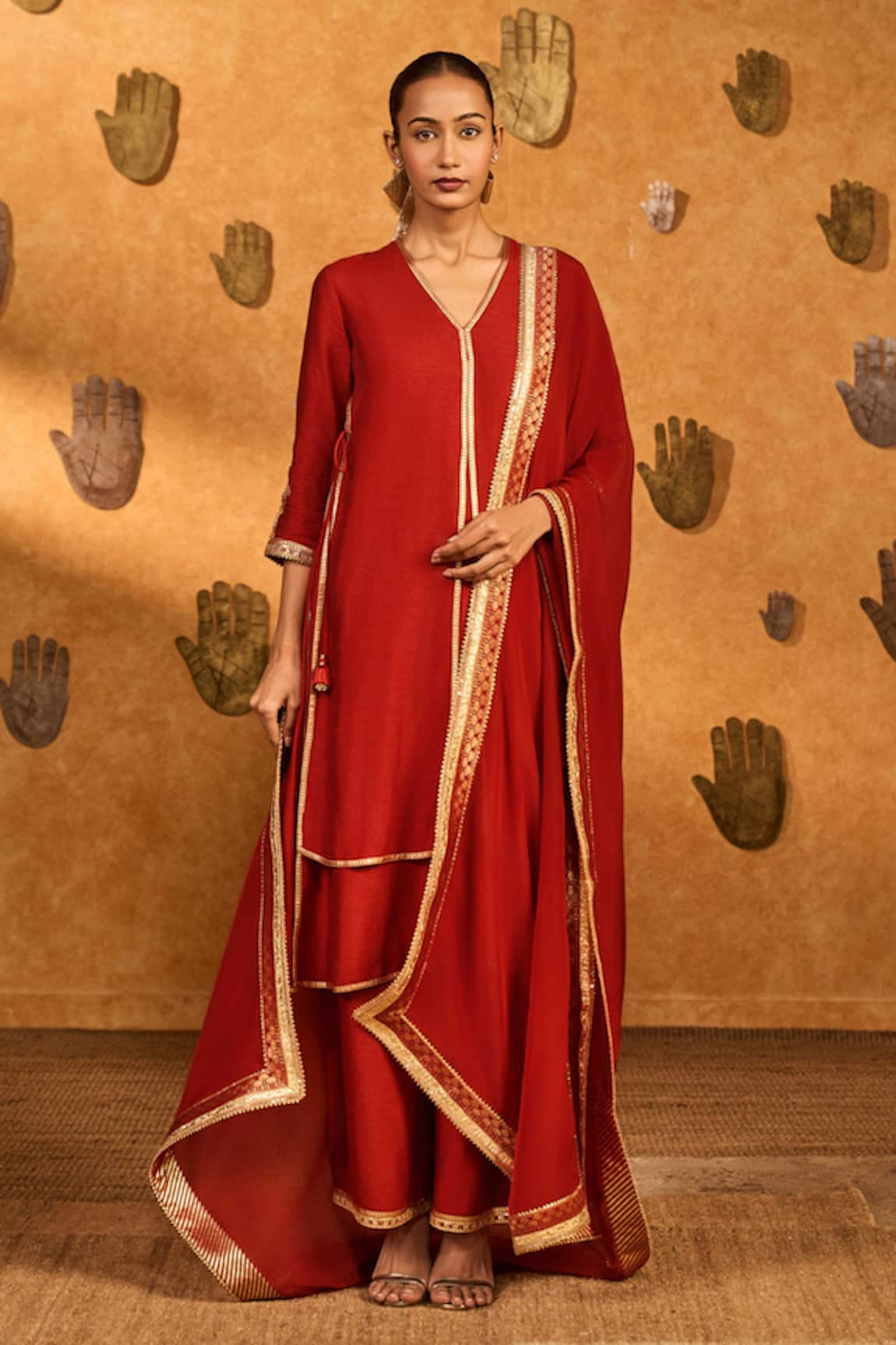 Masaba Red Mandarin Sky Kurta Pant Set