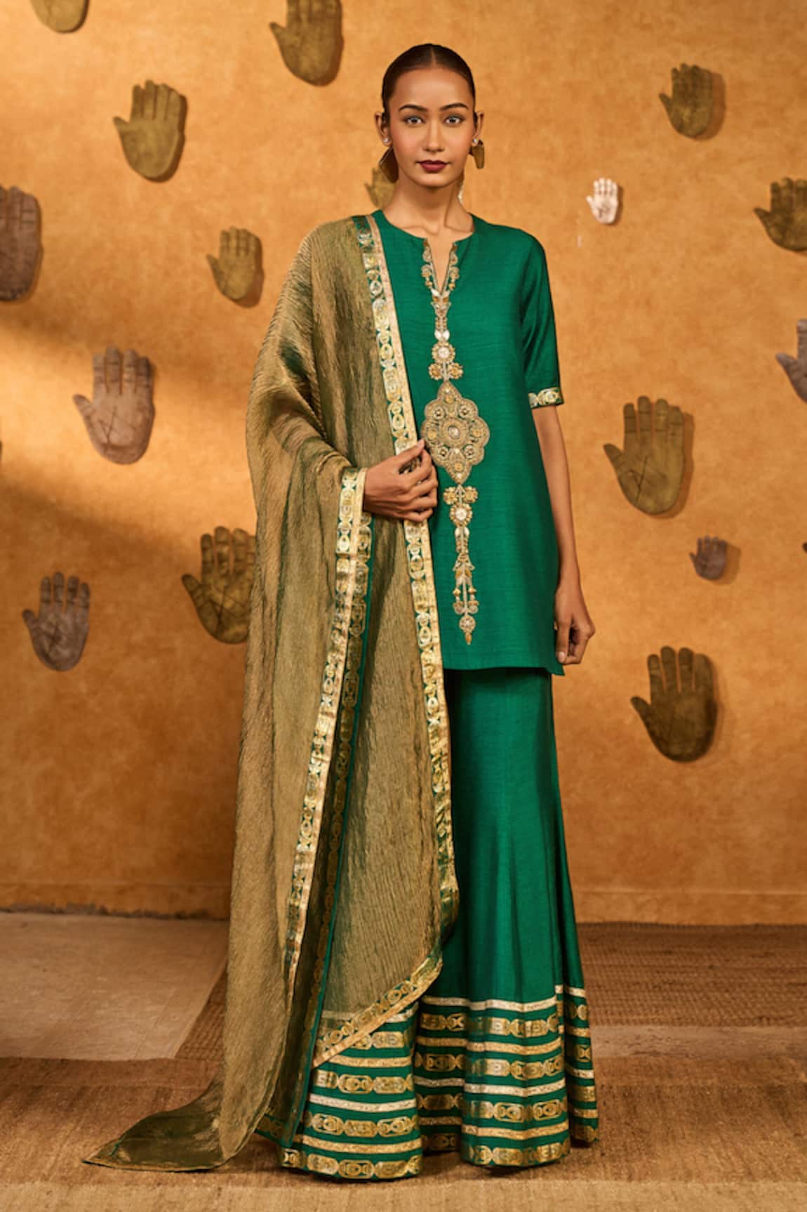 Masaba Green Gilded Sharara Set