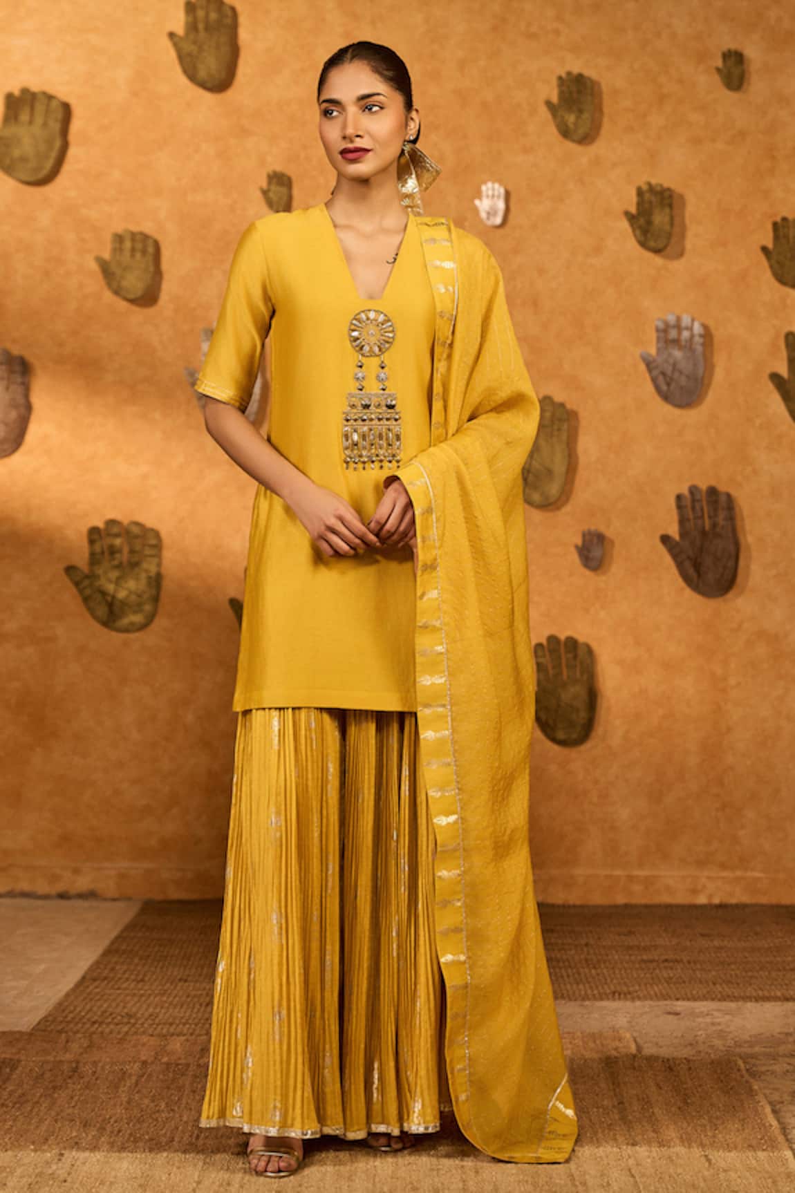 Masaba Spiced Ochre Gilded Kettle Kurta Set