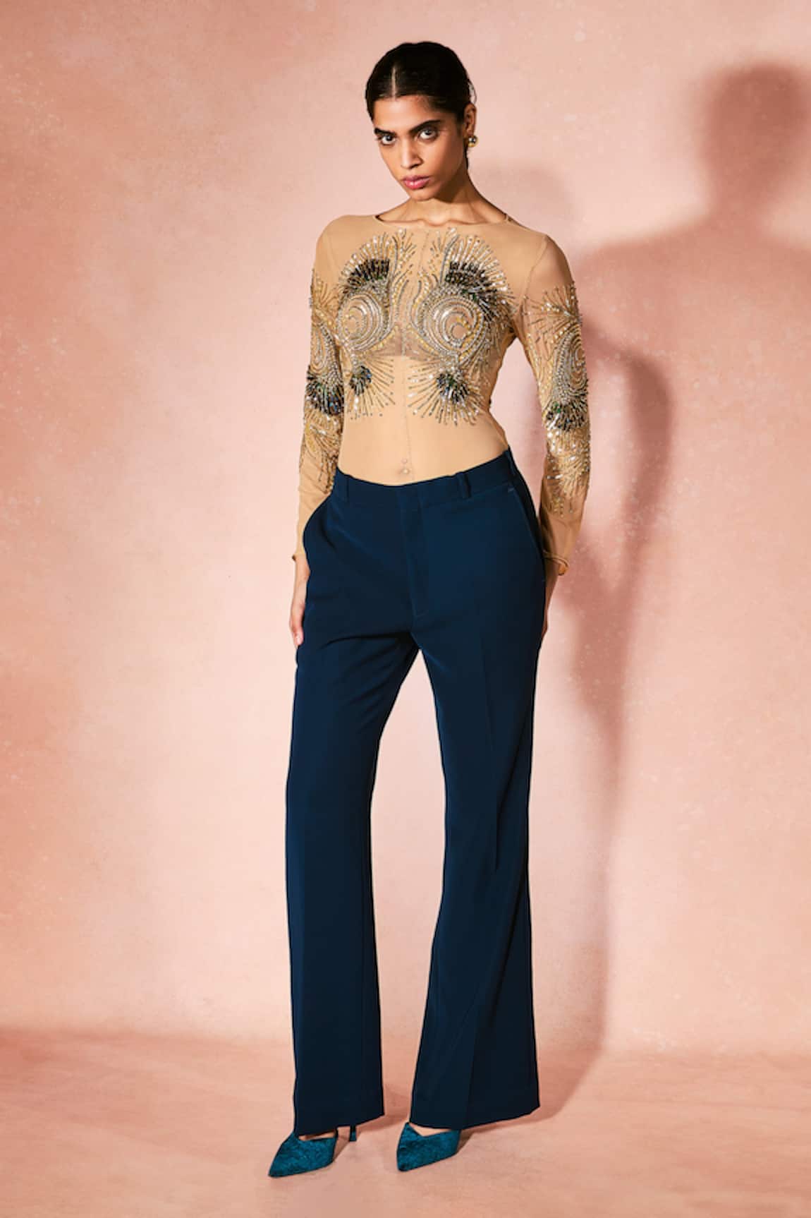 Nirmooha Midnight Shimmer Bodysuit & Pant Set 