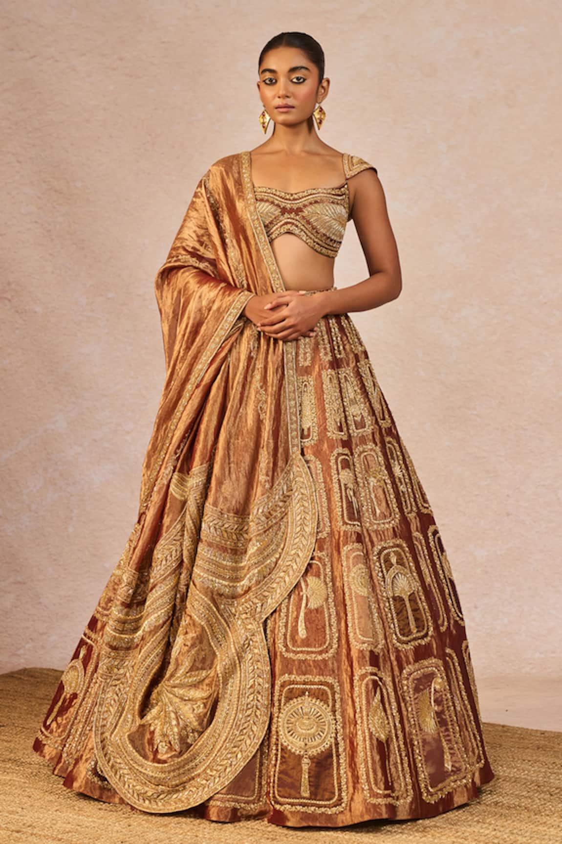 Masaba Zard Sitara Embroidered 12 Kalis Bridal Lehenga Set 